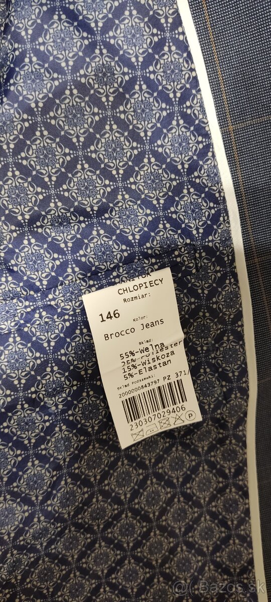 Chlapčenský oblek 146 a biela košeľa veľkosť 146 - 3