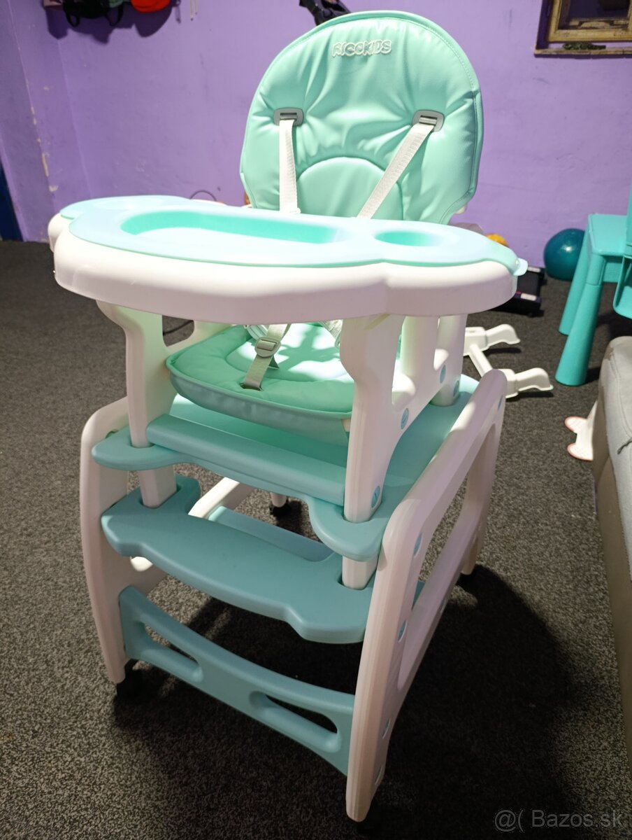 Detská jedálenská stolička tyrkysová - 3