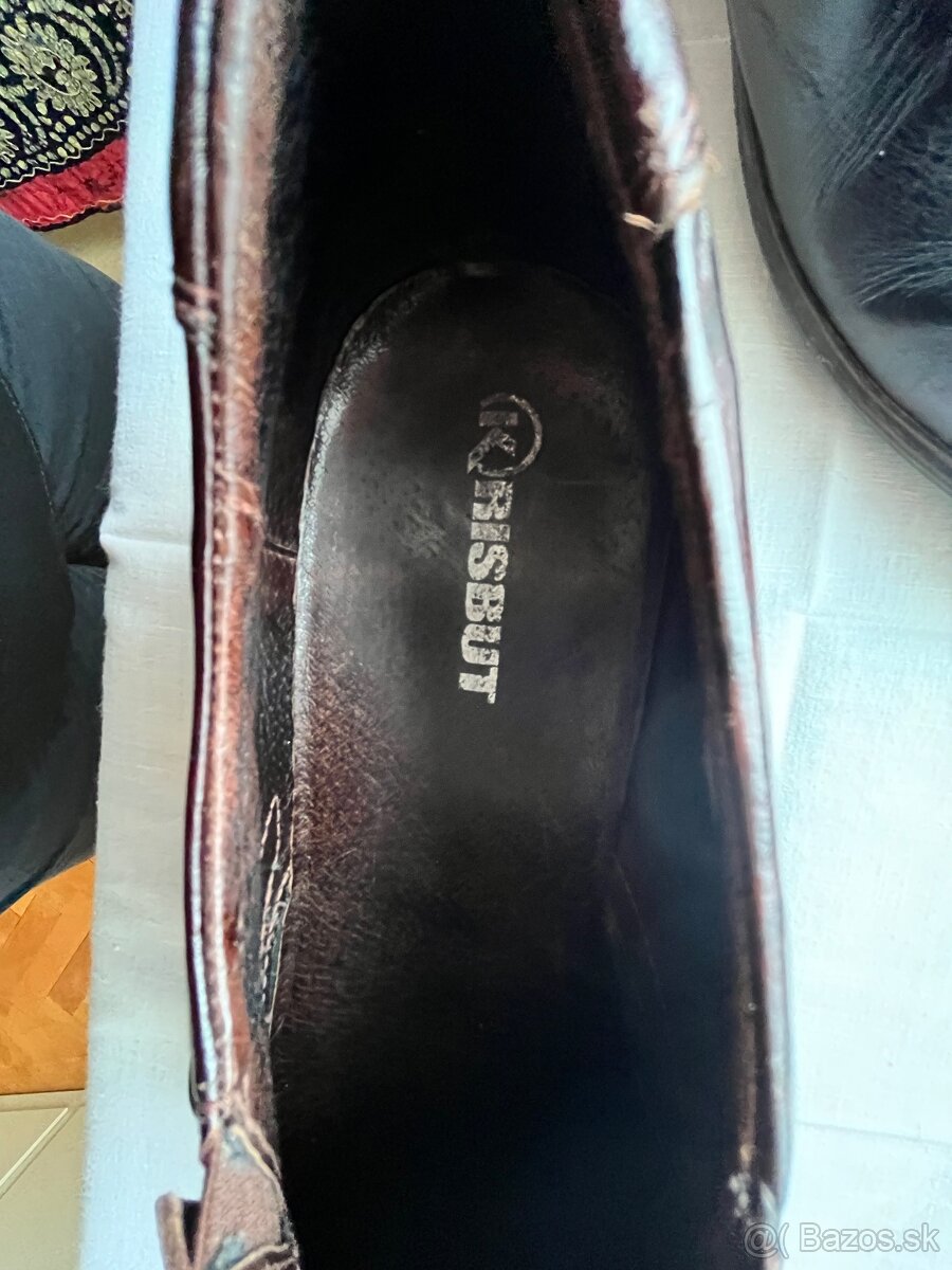 Hnedé kožené poltopánky - 3