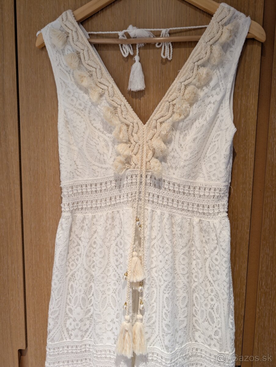 Boho biele maxi šaty - 3