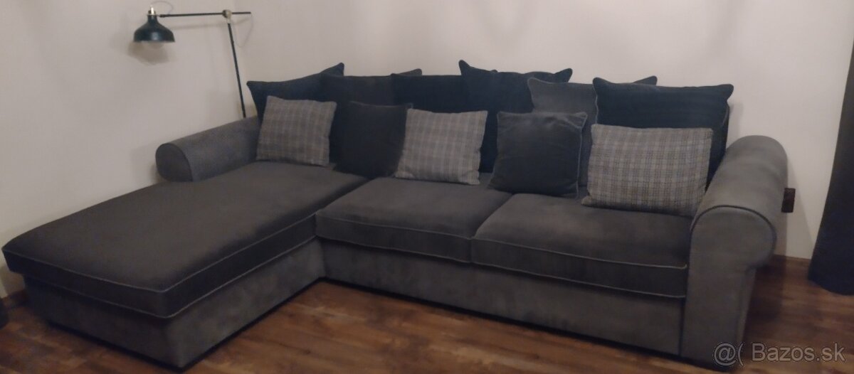 Rozkladacia Sedacia súprava rohová,tvár L sivá - 3