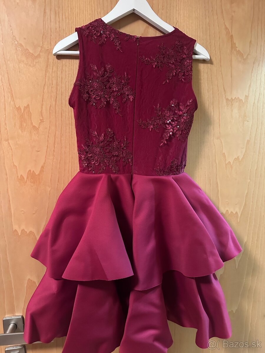 Spoločenské šaty krátke bordové xs - 3