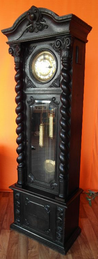 Vyrezávané drevené starožitné podlahové barokové hodiny - 3