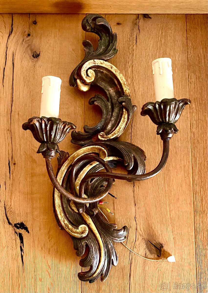 Staré krásné nástěnné dřevěné osvětlení - 3