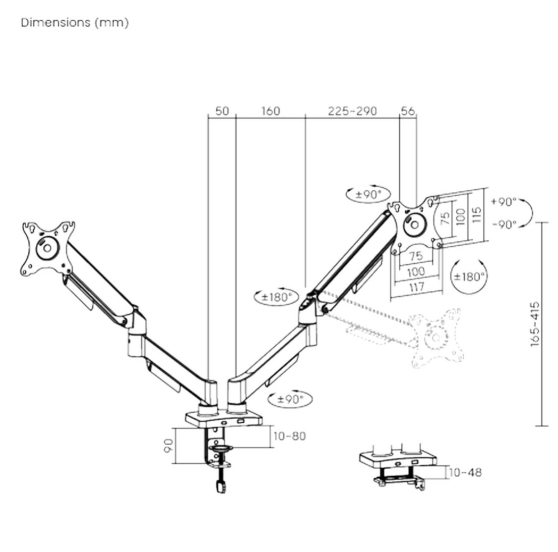 🖥️ TIGO OFFICE PROVIEW S125D – Držiak na 2 monitory 17" až - 3