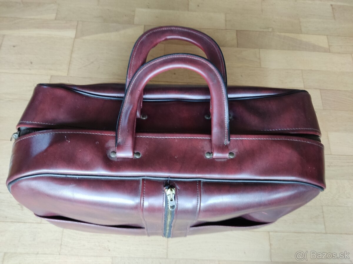 Bordová koženková Vintage taška cestovná - 3