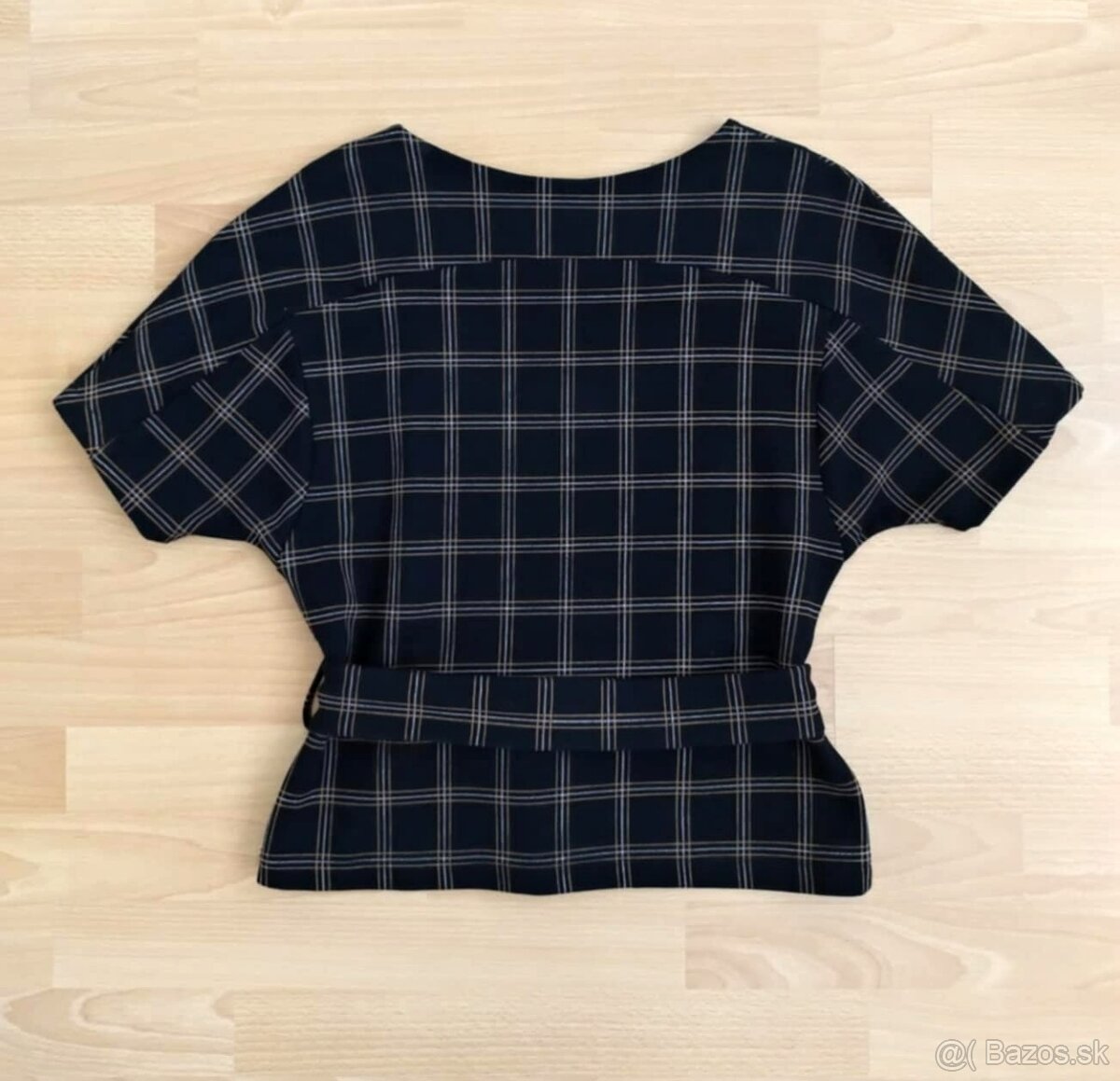 Dámsky čierny top/tričko s krátkym rukávom a opaskom (Zara) - 3