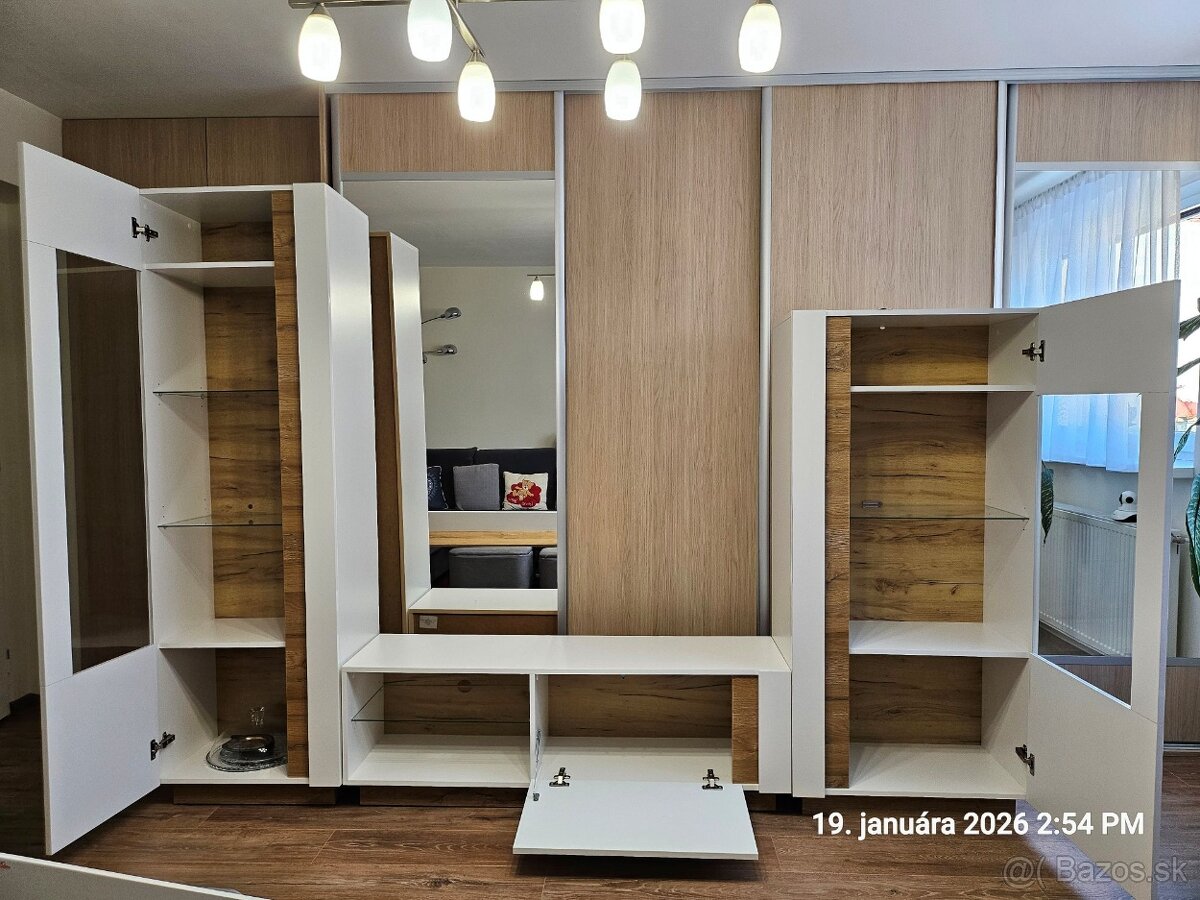 Obývacia stena biely lesk/dub - 3