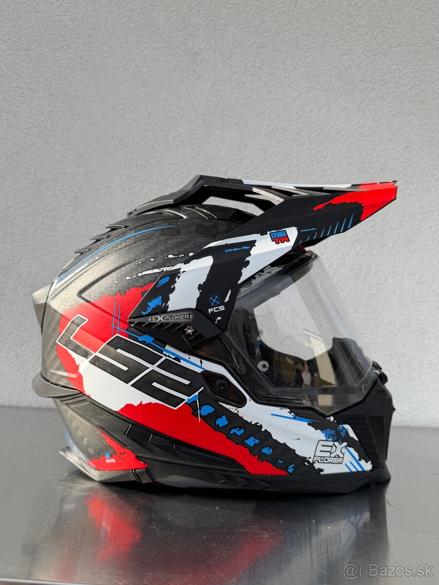 Prilba LS2 MX701 Explorer Carbon Extend čierno-modro-červe - 3