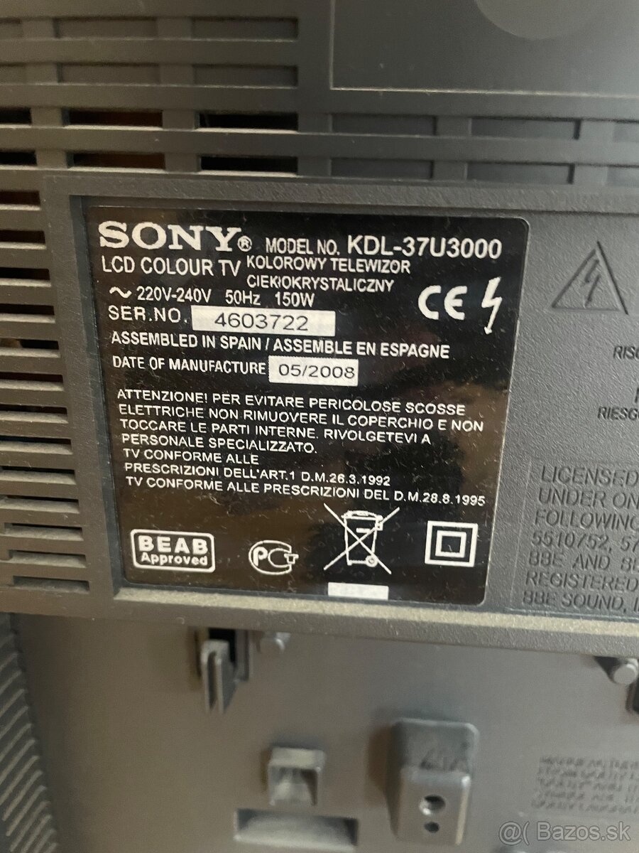 Sony KDL-37U3000 – 37” Full HD TV, stav ako nový - 3