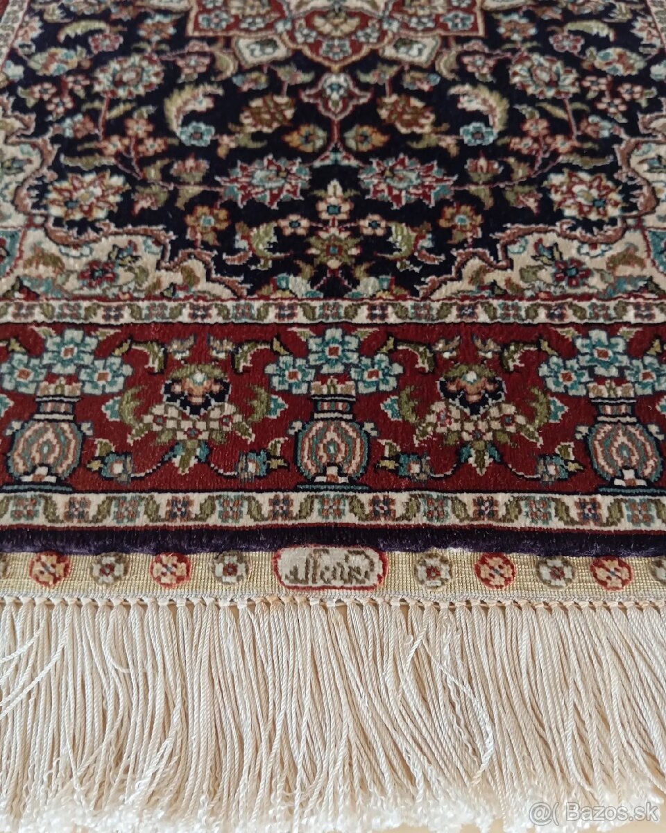 ⭐Perzský hodvábny koberec Isfahan – podpísaný 79x45⭐ - 3