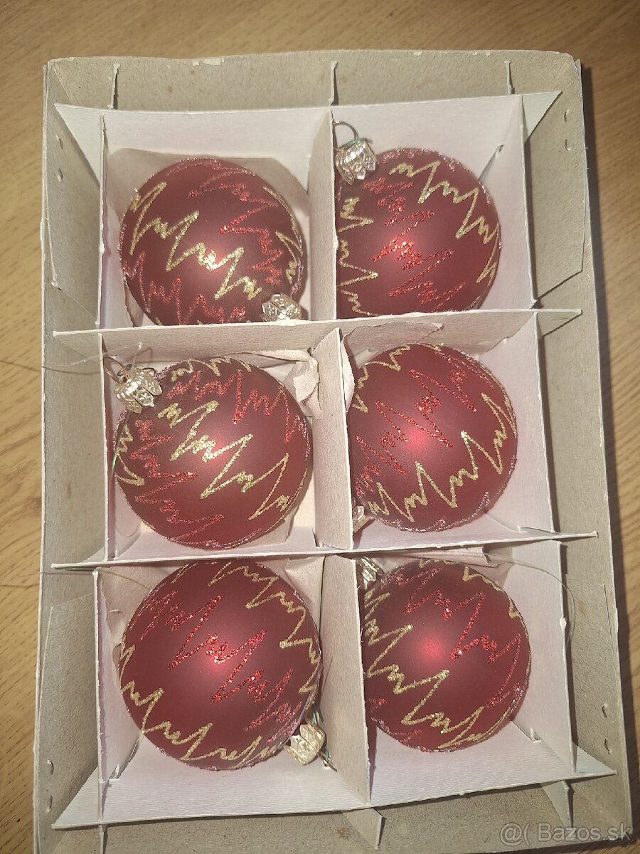 Vianočné gule, sklenené, červené. - 3