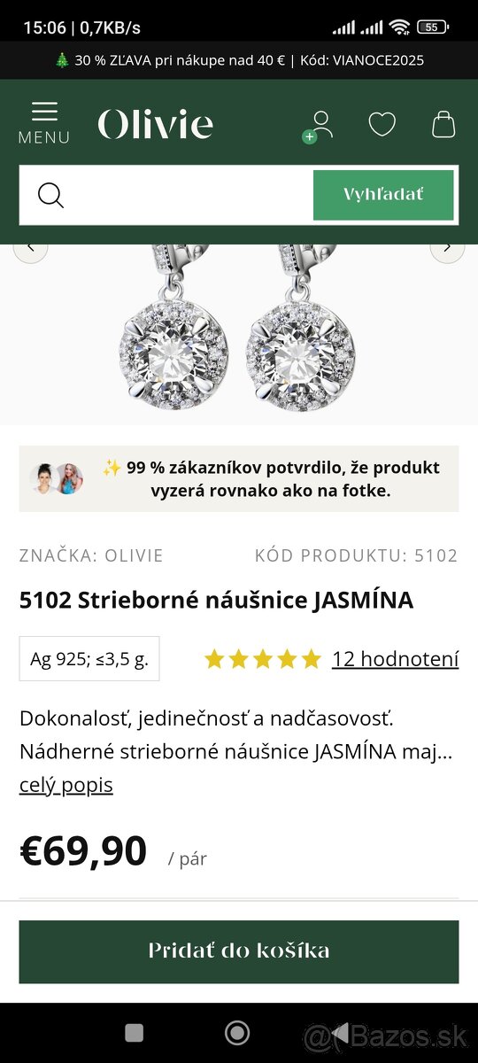 Strieborné náušnice s kameňom JASMÍNA - 3