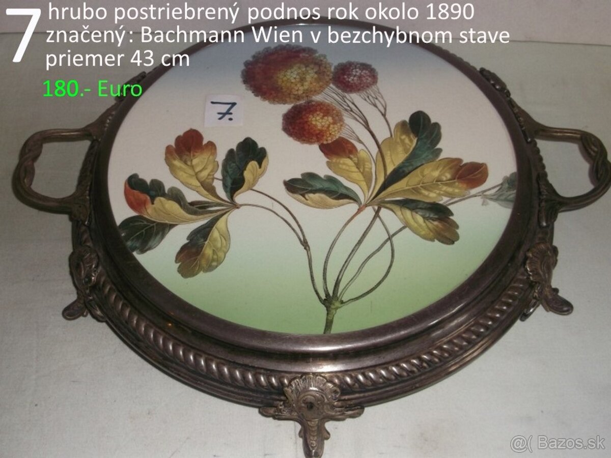 Starožitná misa a postriebreny podnos - 3