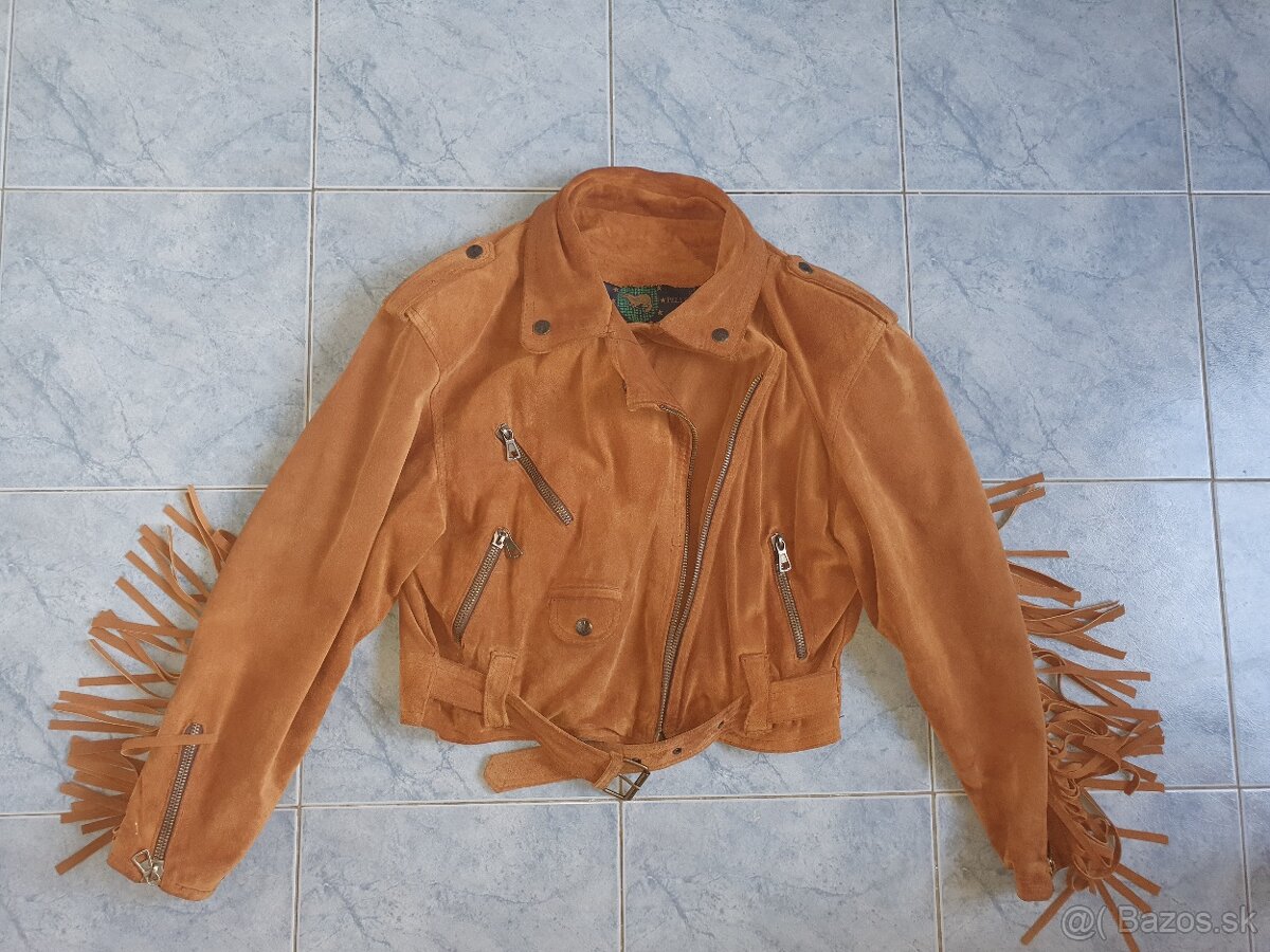 Kožená bunda so strapcami - 3