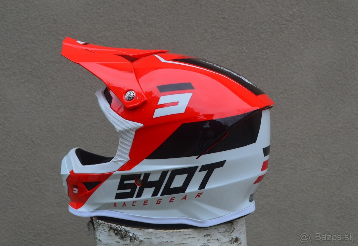 Predám mx sx SHOT okuliare helma prilba bielo červená - 3