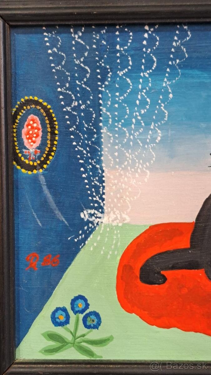 Starý obraz - Mačka - signované olej - 3