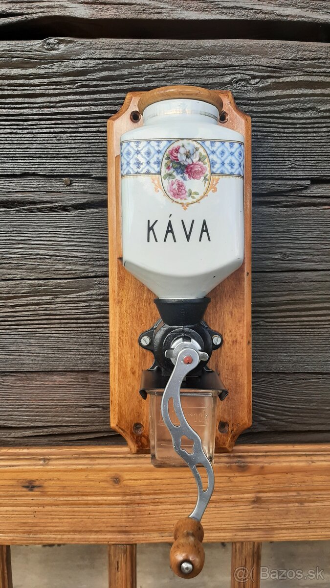 Krásny starožitný, nástenný mlynček na kávu Leinbrock Ideal. - 3