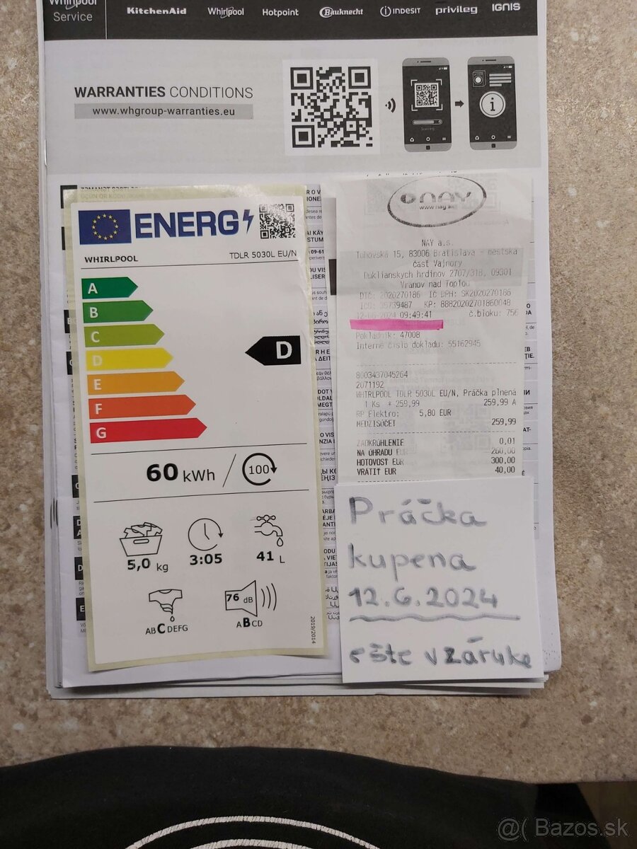 Predám Pračku WihrlPool v Zaruke - 3