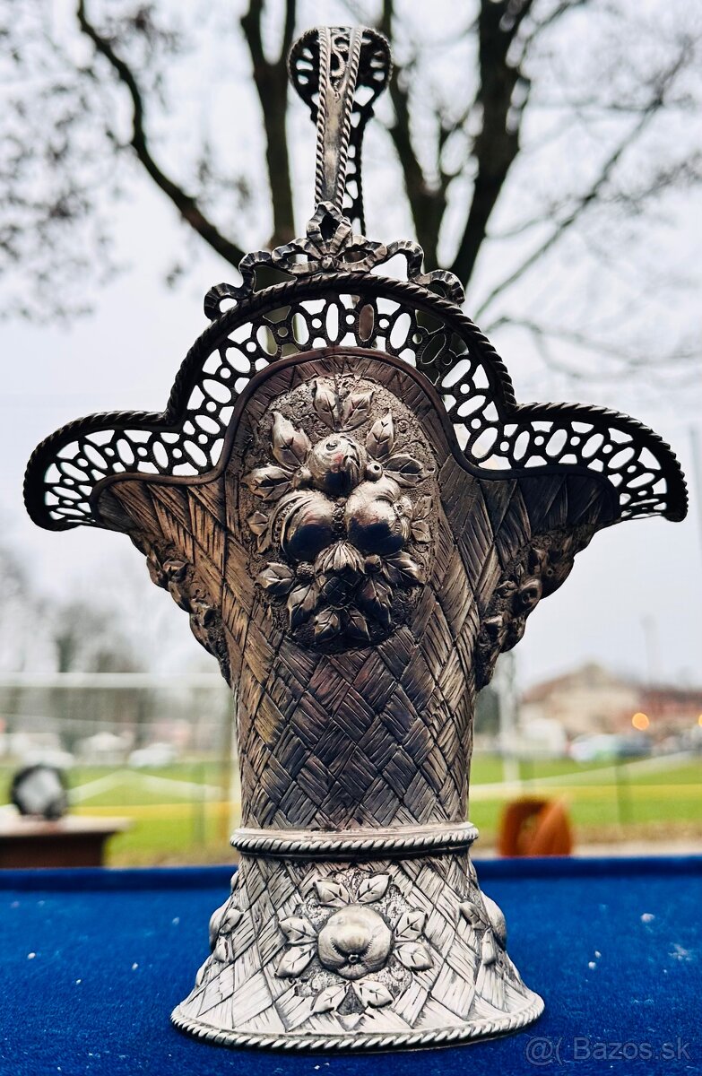 Striebro tepané, svodobný košík - 3