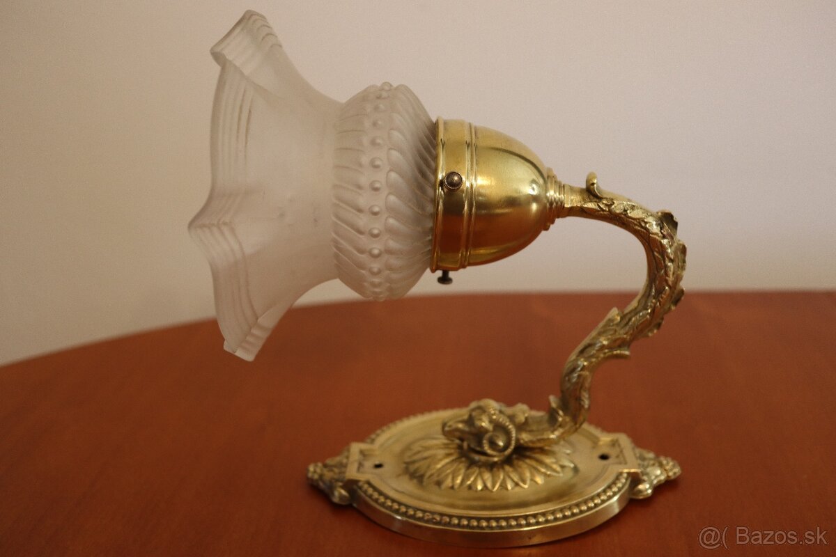 Starožitná nástenná lampa mosadzná. - 3