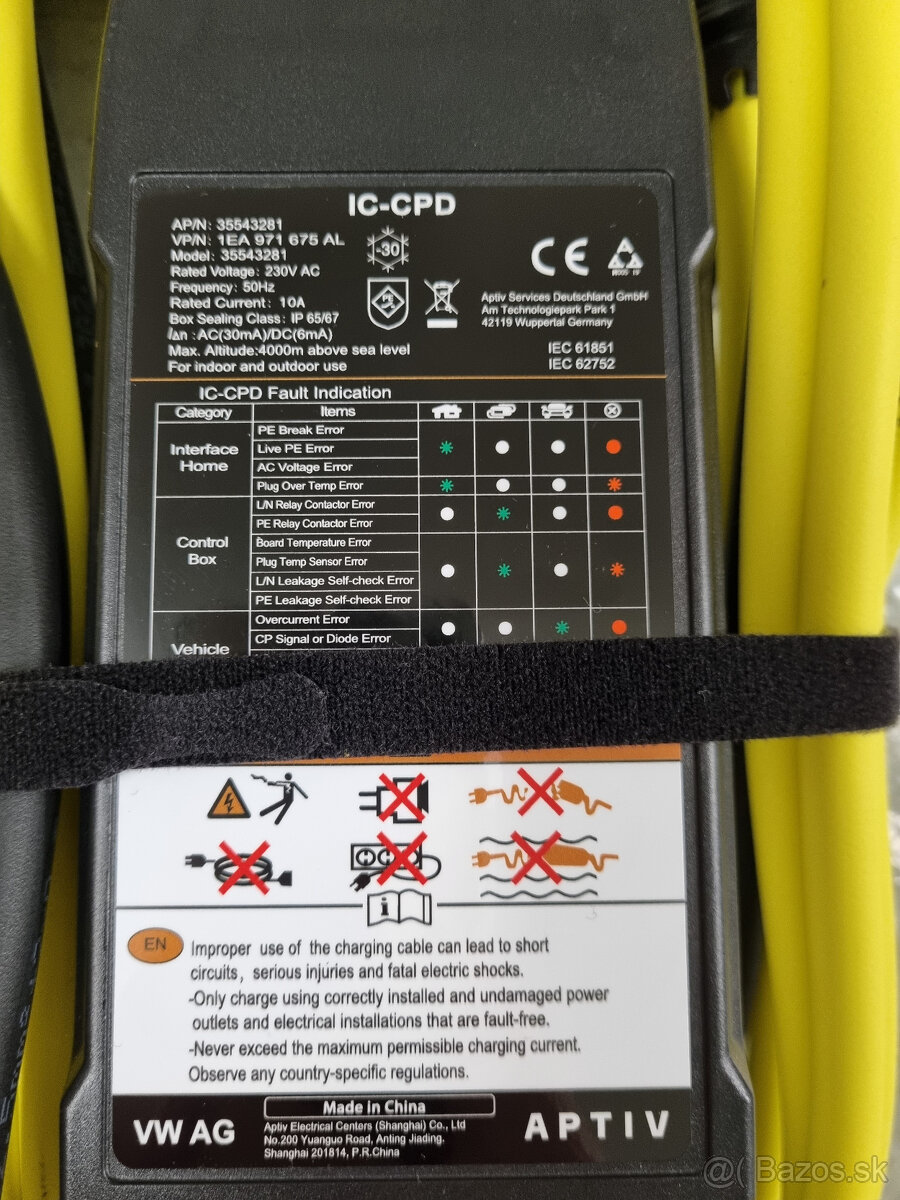 Nabíjací kábel pre elektromobil VW Group (nabíjačka) 230V - 3