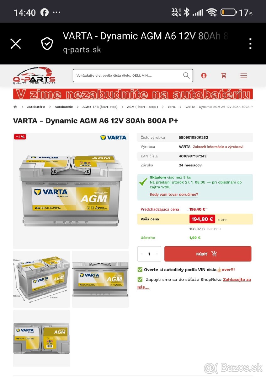 Autobatériá Varta - 3