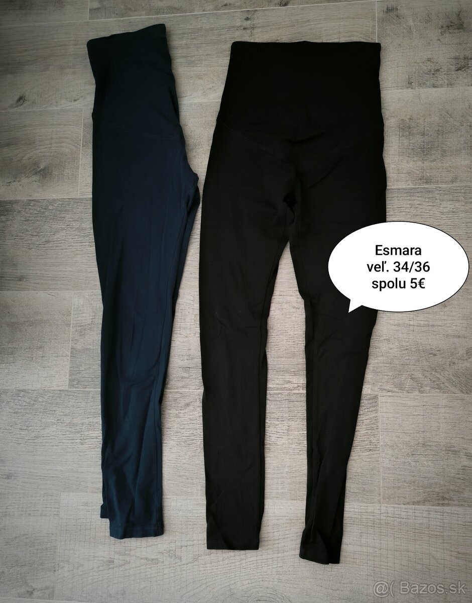 Tehotenské oblečenie XS/S legíny,rifle,tričká. Myprotein,H&M - 3