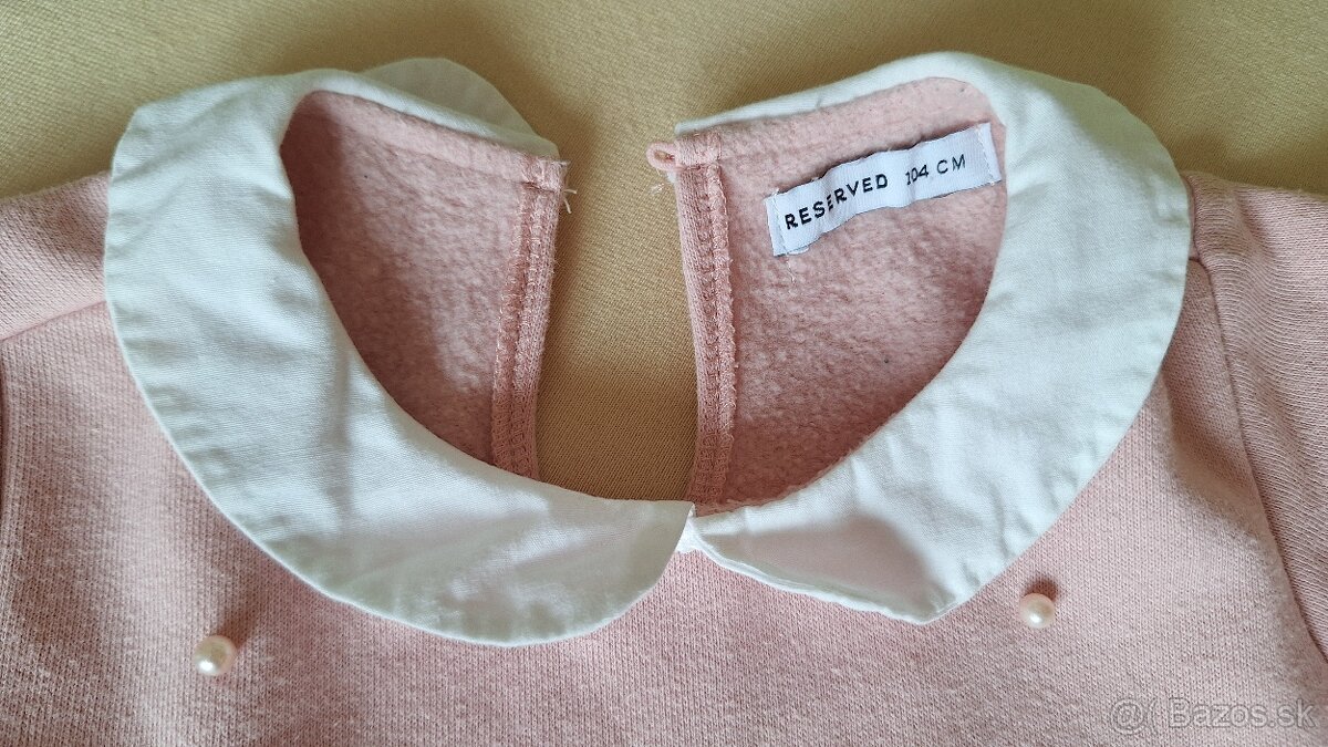 Zateplené ružové šaty s perličkami Reserved, vel. 104 - 3