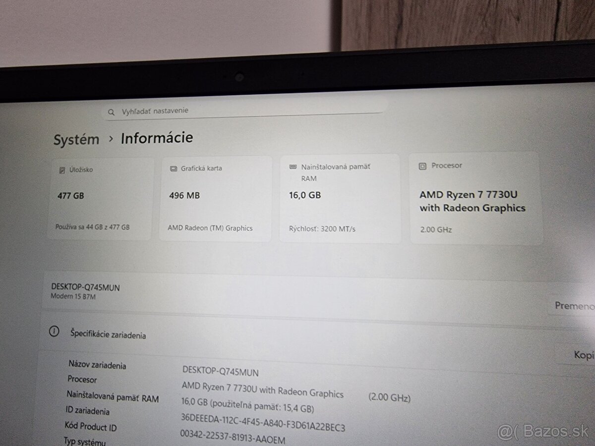 15.6" MSI Modern 15 - 3