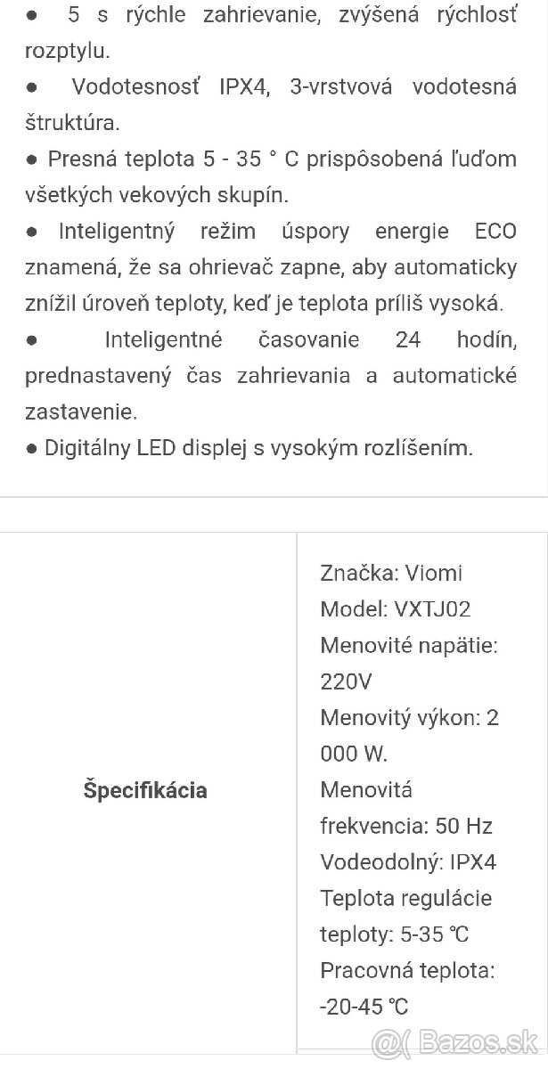 Elektrický radiator. Viomi: VXTJ02 - 3