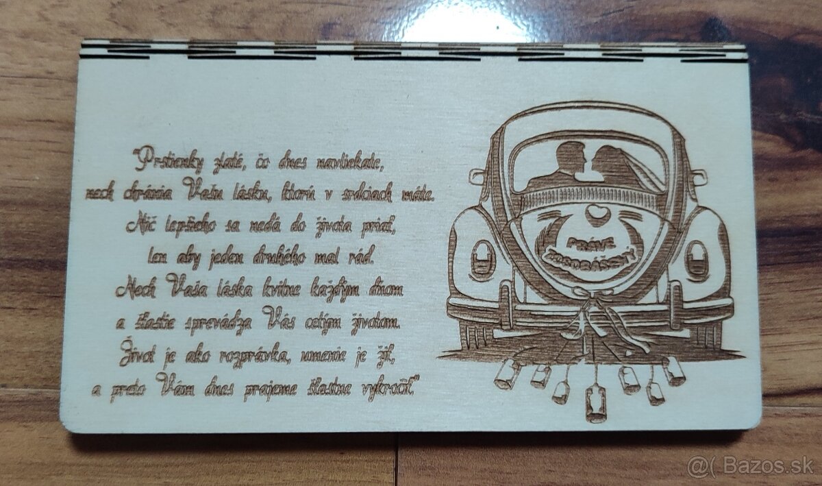 Drevená darčeková obálka Novomanželom - 3