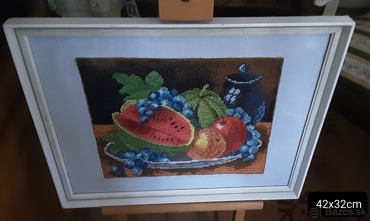 Predaj vyšívaných obrazov v drevených rámoch pod sklom - 3