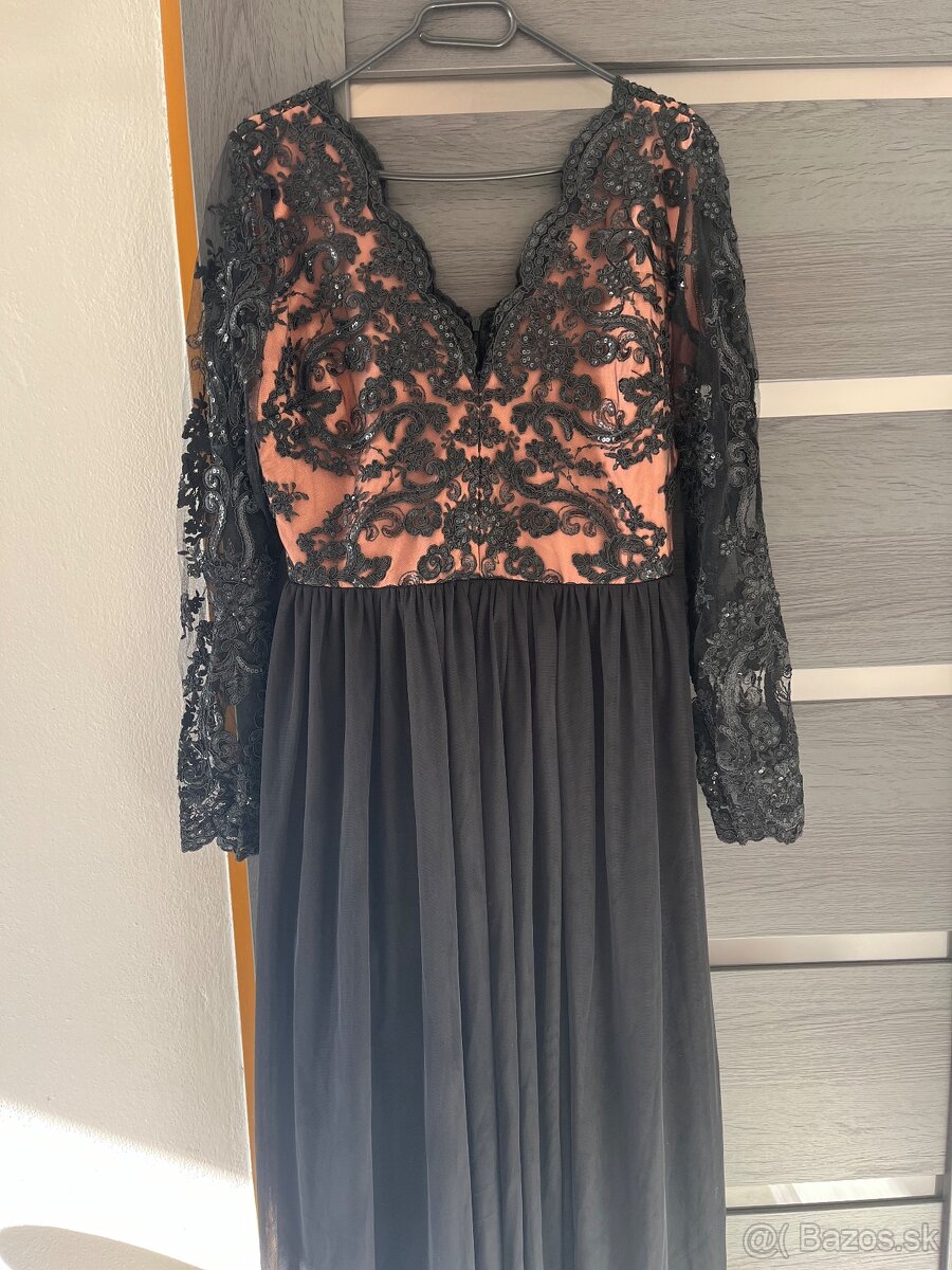 Čiernobéžové spoločenské šaty XS S M L - 3