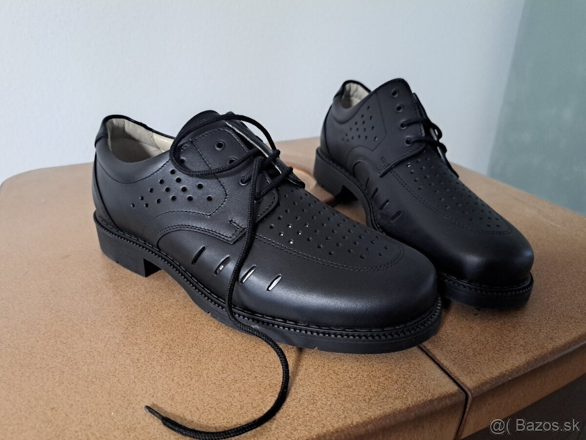 Letná vetraná, obuv, pánske kožené poltopánky letné, BOSP - 3