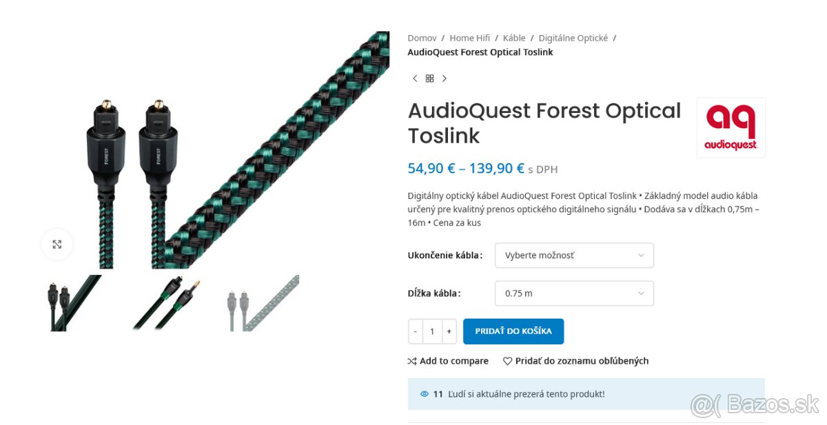 Audioquest Forest 0,75 m - optický kabel Toslink - 3
