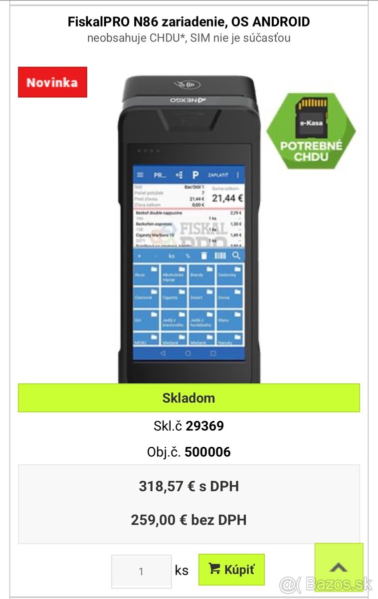 FISKALPRO N86 ZARIADENIE, OS ANDROID 3v1 + router TCL - 3