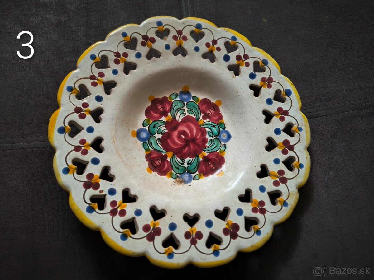 Retro remeselné keramické taniere - znížená cena - 3