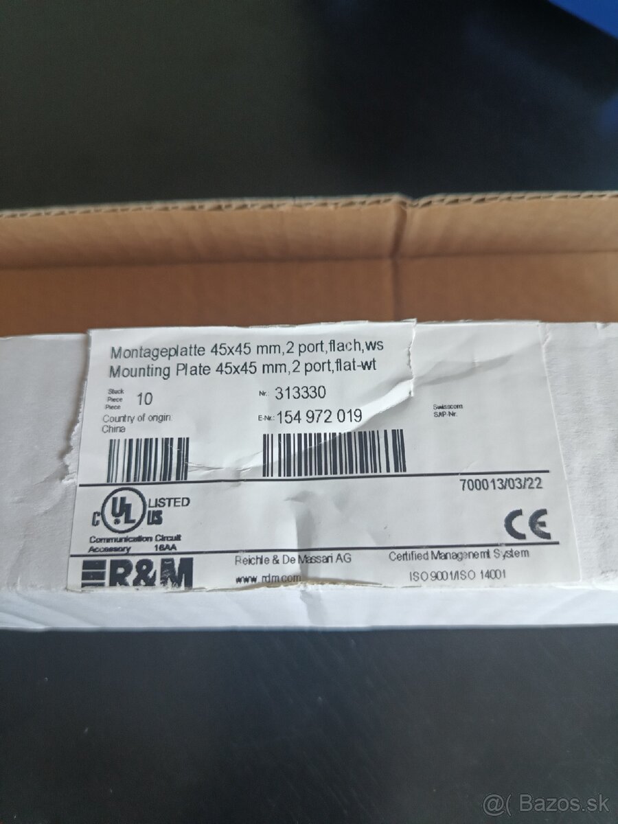 R&M podlahová / do žľabu, pre 2xRJ45, 45x45 mm - 3