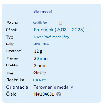 Pamätná minca - Pápež Frantíšek - 3