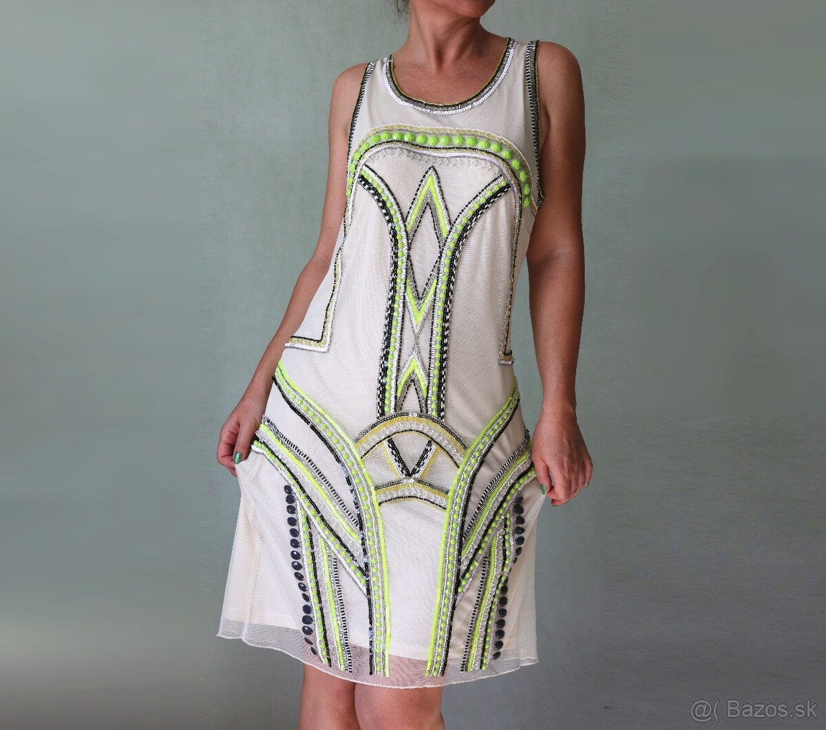 Nové smotanové šaty s korálikmi Miss Selfridge veľ.44 - 3