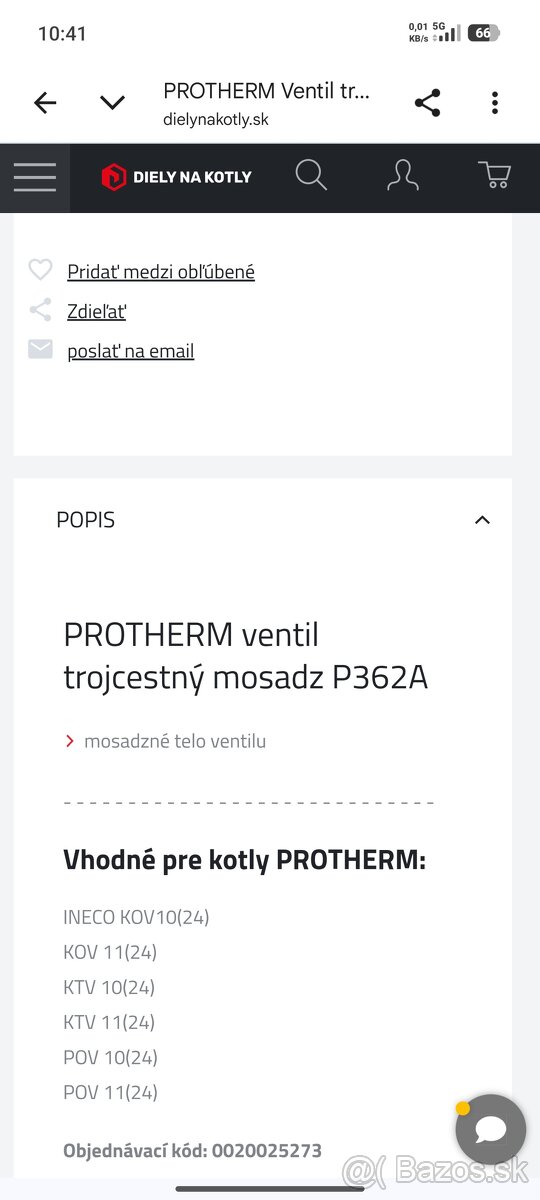 Trojcestný ventil mosadz Protherm P362A - 3