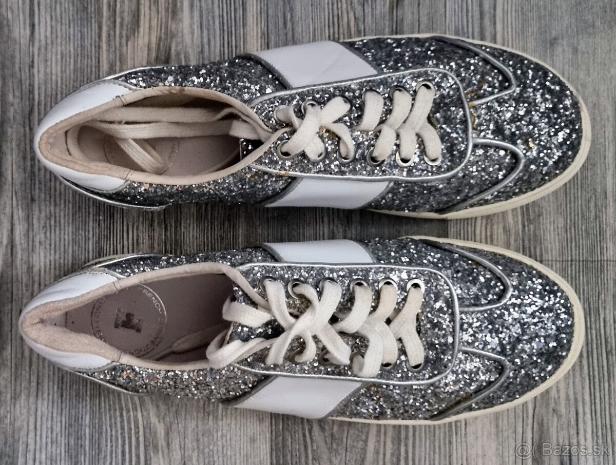 "Glitter"strieborné tenisky č.39 - 3