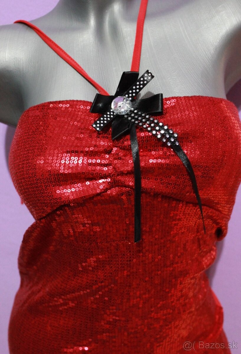 spolocensky top cerveny trblietavy - 3