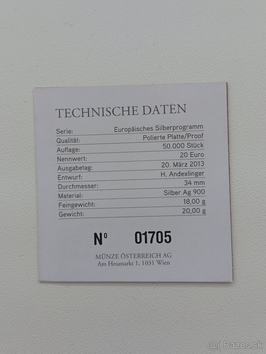 Mince 20 eur Rakúsko 2013 Proof - 3