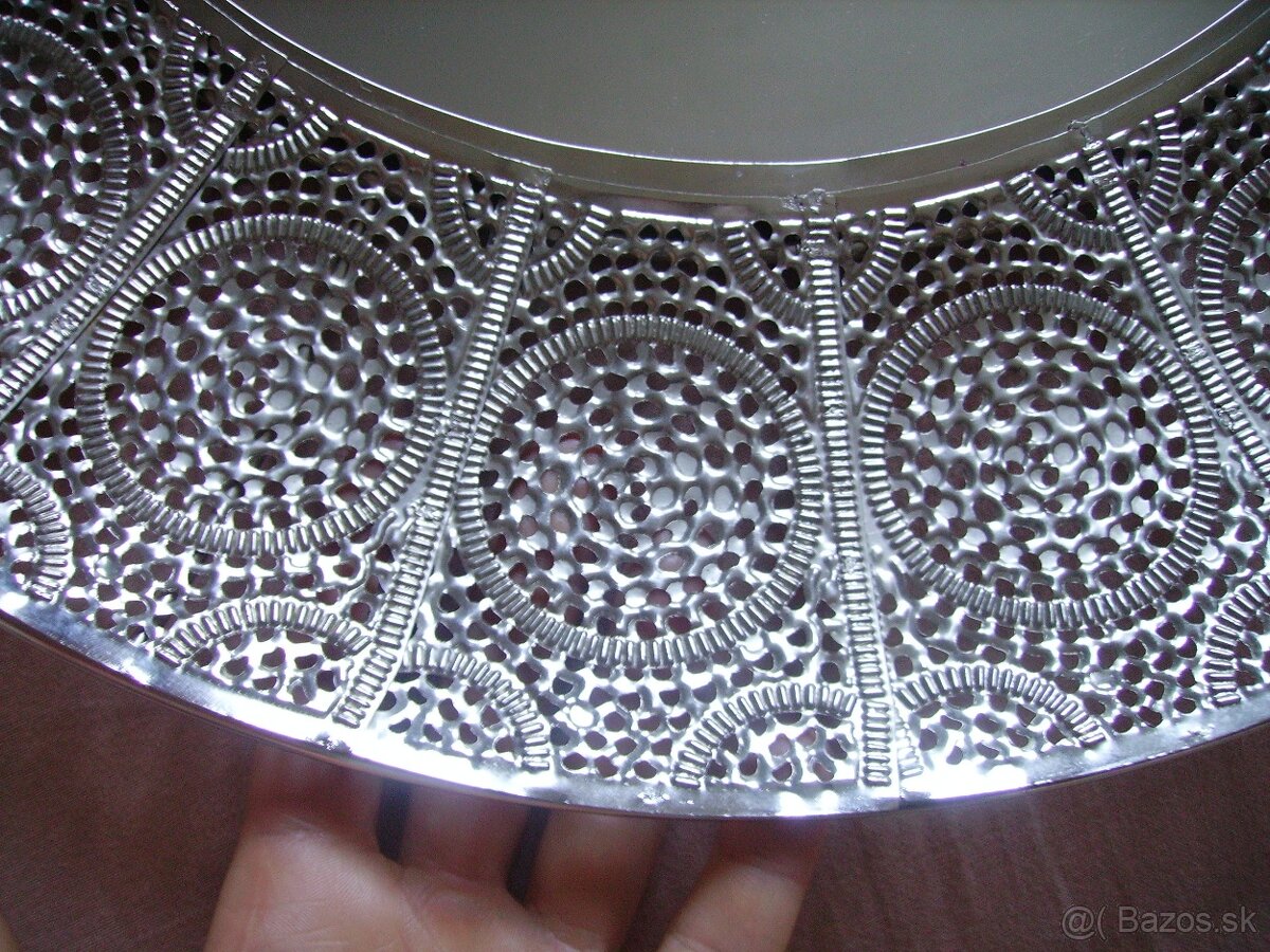 Veľké okrúhle strieborné kovové zrkadlo - 3