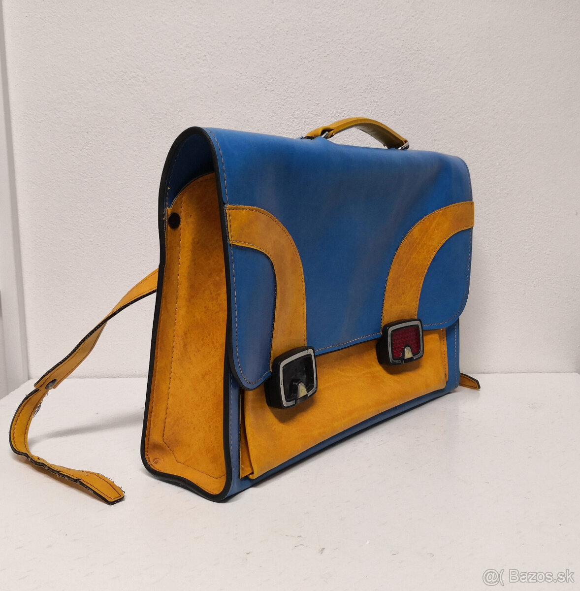 Retro školská taška s pravej kože zachovalá - 3