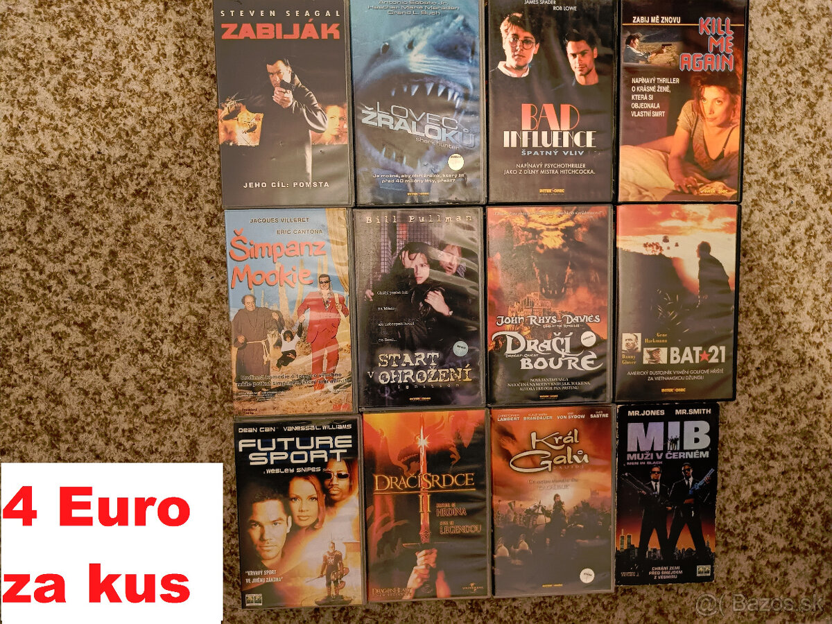 VHS videokazety odskúšané - ceny od 2 € - 3