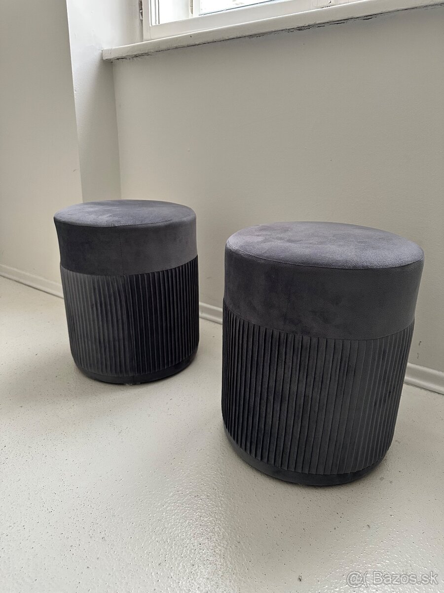 Pufy - tmavosivý zamat - 3