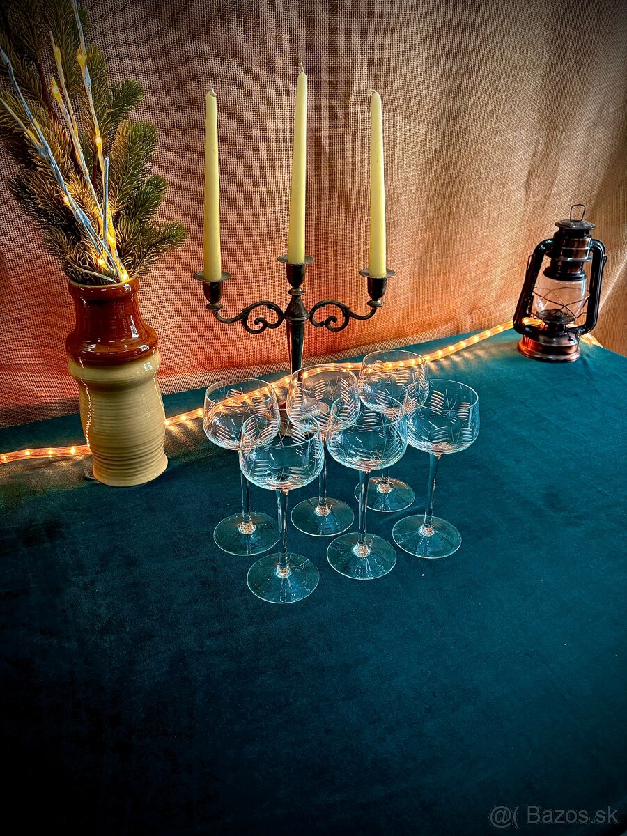 Retro brúsené poháre na stopke - 3